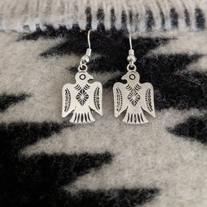 Thunderbird Southwestern Silver Tone Earrings